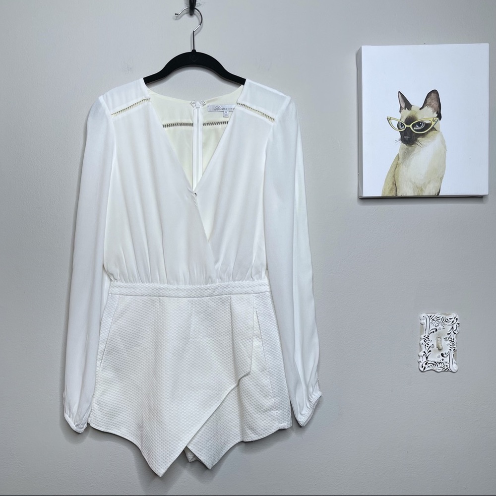 Lovers + Friends White Long-Sleeve Romper